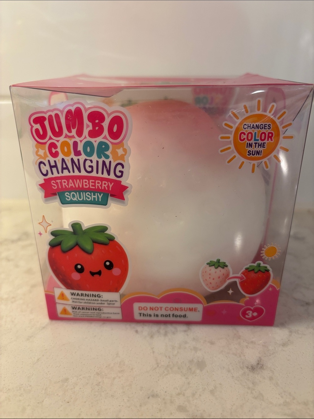 Jumbo Color Changing Strawberry Squishy Toy - White/Pink NWT Rare
